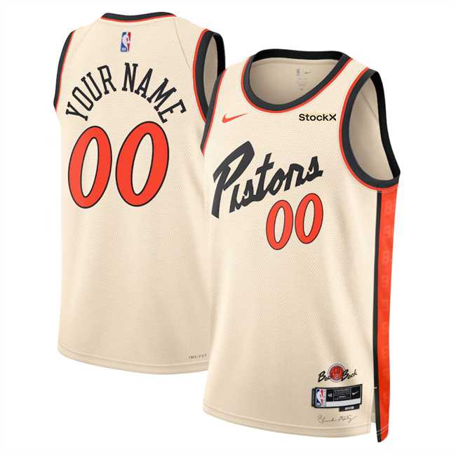 Mens Detroit Pistons Active Player Custom Cream 2024-25 City Edition Stitched Basketball Jersey